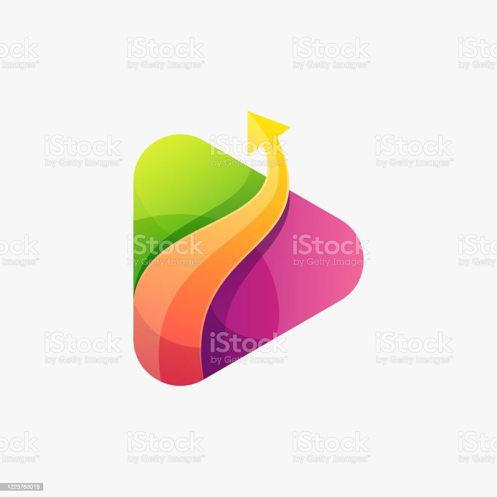 Vector Illustration Media Arrow Gradient Colorful Style.